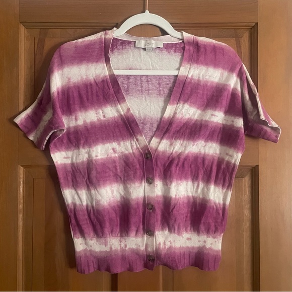 Loft Cropped striped Cardigan Size M - Picture 1 of 3